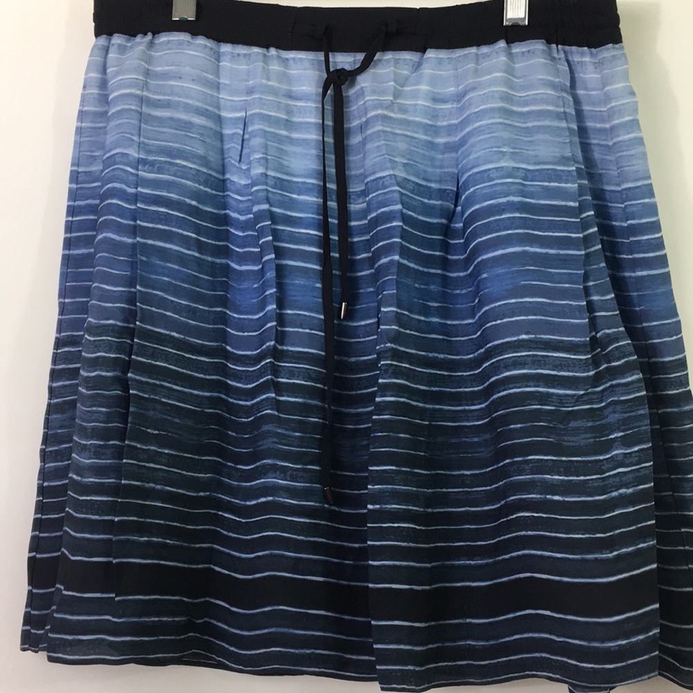 Vince blue ombré striped silk skirt size small